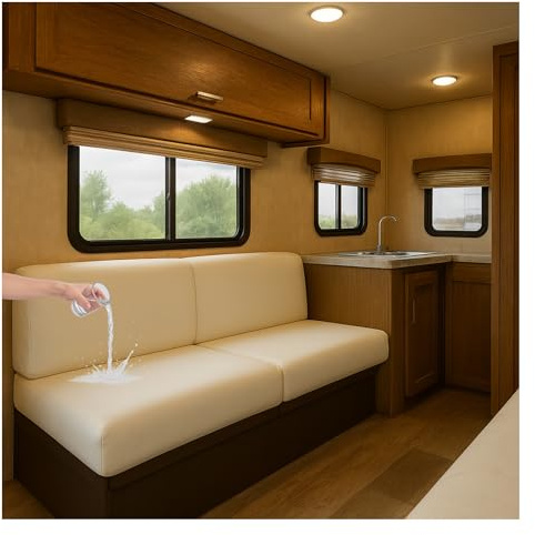 HonunGron Kunstleder Sitzbezüge für Wohnwagenpolster, rutschfeste Wohnmobil Polsterbezüge, Sofa- und Couchkissenbezug für Camper Bank, Elastische Schonbezüge (Beige,W 50-65 cm, D 50-65 cm)