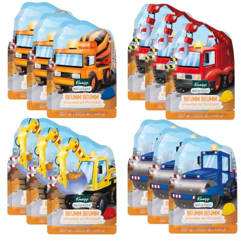 Kneipp naturkind Schaumbad Brumm Brumm Multipack - mit pflegendem Pfirsichkern-Öl und ätherischem Orangen-Öl - 12 x 40ml