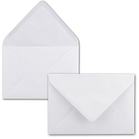 50x Briefumschläge B6-17,5 x 12,5 cm - Hochweiss - Nassklebung mit spitzer Klappe - 120 g/m² - Für Hochzeit, Gruß-Karten, Einladungen