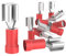 AUPROTEC 10x Flachsteckhülsen mit Abzweig 0,5-1,5 mm² rot Teilisoliert PVC weibliche Doppelflachsteckhülse PBDD Kabel-Verbinder aus Messing verzinnt