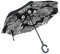 isaoa Gro?e Schirm Regenschirm Winddicht Doppelschichtige seitenverkehrt Faltbarer Regenschirm f¨¹r Auto Regen Au?eneinsatz,C-f?rmigem Henkel Regenschirm Totenkopf schwarz Regenschirm