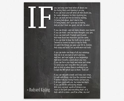 IF Poem Art Print IF Poem by Rudyard Kipling Art Print IF Poster If Poem Poster If Poem Print If Poem Wall Art If you can If by Kipling Poem (Chalkboard Black, 28cm x 36cm)