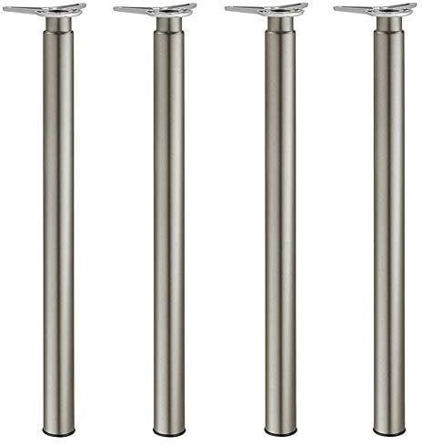 Gedotec Möbelfüße Silber RAL 9006 Tischbeine höhen-verstellbar +180 mm Tischfuß Metall - Modell H1730 | Verstellfuß Höhe 700-880 mm | Rohr-Ø 60 mm | 4 Stück - Teleskopfüße inkl. Befestigungsmaterial
