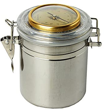 MUXIANG Pipe Tobacco Jar Tin Can Stainless Steel Cigar Humiditor with Hygrometer & Humidifier CG0010 (Medium)