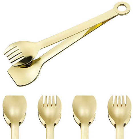 MSY BIGSUNNY Lot de 4 mini pinces à apéritif en acier inoxydable plaqué or 15,2 cm Doré