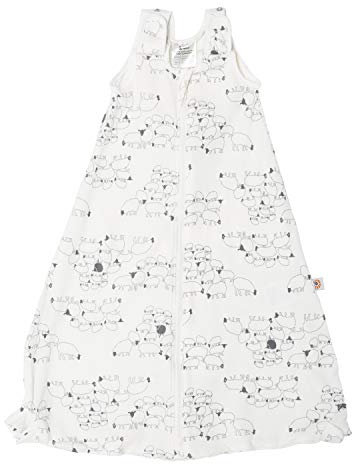 Ergobaby Baby-Schlafsack Sommer mit Füßen Gurtschlitz 18-36 Monate 0.5 TOG Baumwolle, Sommerschlafsack On The Move Sheep