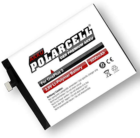 PolarCell Akku für OnePlus 3 Three - A3000, A3003 | ersetzt Originalakku BLP613 | 3200mAh