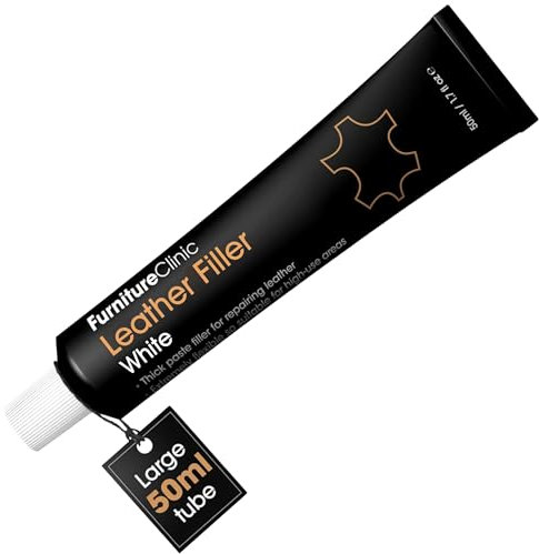 Furniture Clinic Filler per la Riparazione della Pelle: Per Riempire Buchi, Graffi, Scalfitture, Crepe (Bianco, 50ml)