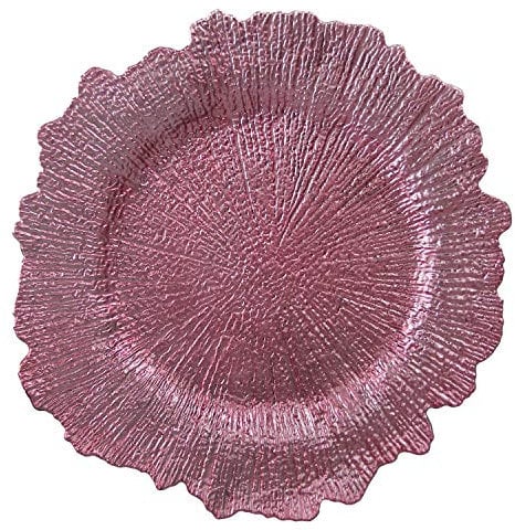 Platzteller aus Kunststoff, Riff-Design, rund, Blumenmuster, Platzteller, Hochzeit, Party, Dekoration, Blush Pink, 12 Stück