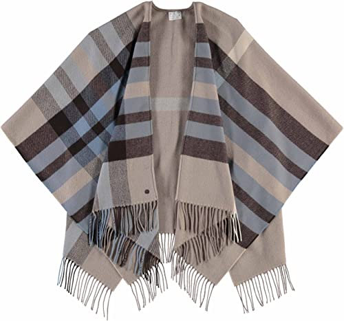 FRAAS Poncho 130 x 150 cm - Made In Germany - Ruana kariert Aus Reinem Polyacryl - Für Damen - Perfekt fürs ganze Jahr