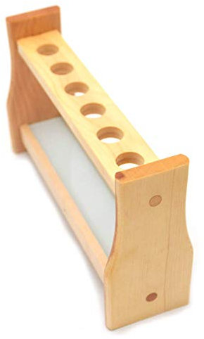 feedal Wooden Test Tube Rack Holder Rack 21mm Hole Wooden Holder Chemistry Spice Rack Test Tubes Lab (25ml 6Slots)