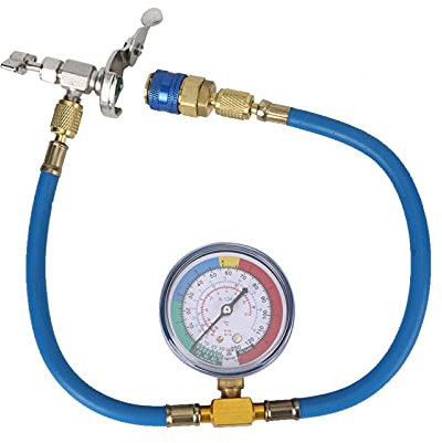 Kit de recarga de refrigerante, A/C R134A Manguera de recarga de tubería de carga de refrigerante con adaptador de manómetro Reparación de aire acondicionado de coche