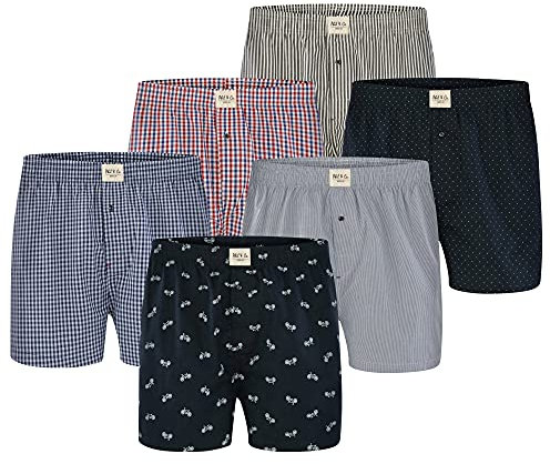 Phil & Co. Berlin Herren Boxershorts 6-Pack Web Classic - Set 5 - Größe M