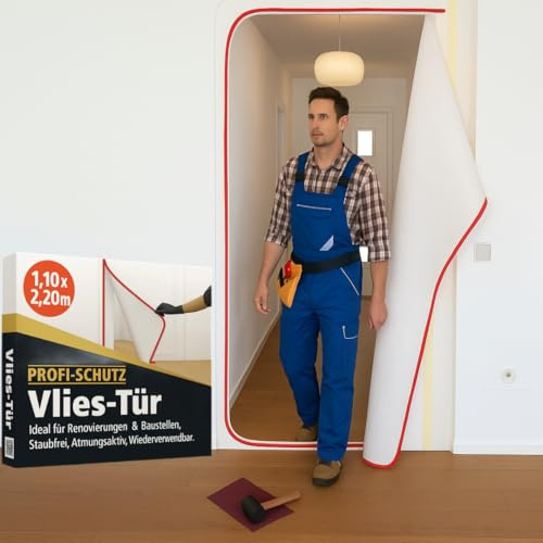 Pangolino Lot de 2 portes anti-poussière en non-tissé avec fermeture éclair, protection contre la poussière, porte, 1,10 x 2,20 m