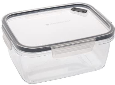 MasterClass Eco-Snap 800ml Recycled Plastic Food Storage Container with Lid, BPA Free Lunch Box Prep & Leftovers, Clip Lock Shut, Recycled, Reusable & Recyclable, Freezer & Microwave Safe, Rectangular