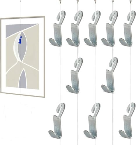 Place-it Basic Bilderhaken für Bilder Aufhängen (50 Stück) - Kombinieren Sie die Haken mit Seil & Gallerieschiene (5kg Bildgewicht)