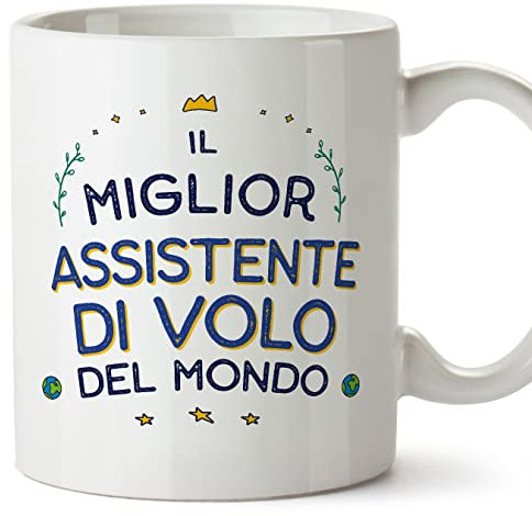 Mugffins Tazza in ceramica per ASSISTENTE DI VOLO uomo 11 oz / 350 ml - In italiano - Miglior del Mondo - Idea regalo per compleanno, anniversario, natale, laurea