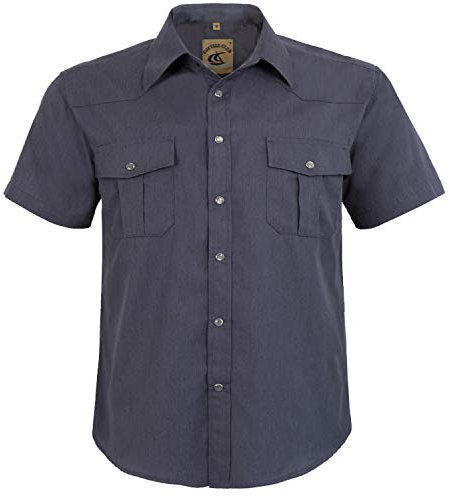 Coevals Club Herren Lässige Druckknöpfen Unifarben Anzug Regular Fit Kurzarm Bügelleichtes Freizeit Trachten Hemd (Grau #1 XL)