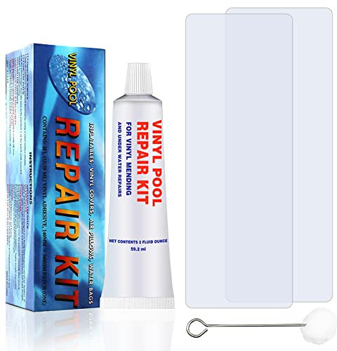 Miioto Kit Reparation Piscine, Reparation Liner Piscine, Rustine Piscine+60ml Colle PVC Kits de Réparation pour Liners de Piscine, Matelas Pneumatiques, Matelas à Eau, Bouées, Piscines Spa Gonflables