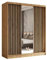 Margaret Hadas24 Kleiderschrank Erika mit Lamellen und Spiegel, Organizer, Mehrzweckschrank, Schwebetürenschrank, Garderobenschrank, Kleiderstange, Kleiderständer, Flurschrank, 180 cm, braun, schwarz
