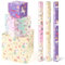 WERNNSAI Rouleaux de Papier Cadeau Licorne - 3 Rouleaux de Papier Cadeau D'anniversaire Licorne Papier Cadeau Arc-en-ciel Violet pour Filles Enfants avec Ligne de Découpe 43cm X 3m