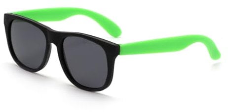 VANANA Classic Retro Sunglasses Vintage Black Square Frame for Men Women Outdoor Fishing Driving Climbing Unisex (Black/Green Matte Frame-Grey Lens, Pack of 1 Pair)