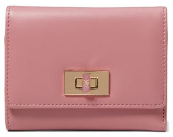 Anne Klein Damen Ak Medium Flap Wallet mit Emaille-Drehverschluss, Pink - Vintage Pink, X-Small