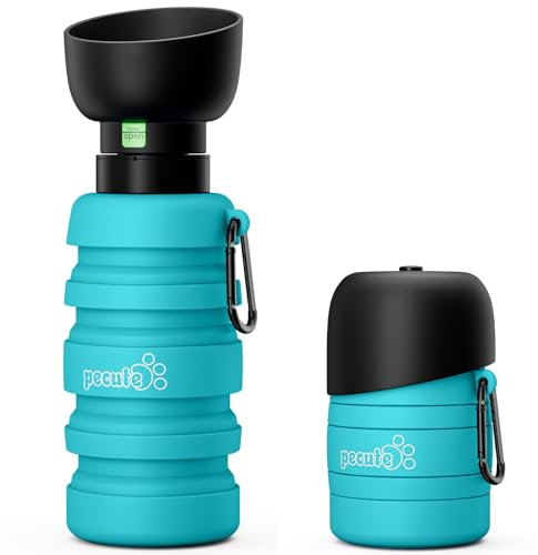 Pecute Bouteille d'eau pour Chien Portable 850ml avec Gamelle d'eau, Distributeur d'eau pour Chien Chat Portable Gourde Anti-Fuite Non-Toxique, Balade Voyage Randonnée