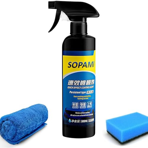 Owcahpc Sopami Auto-Beschichtungsspray - 2024 Upgrade Schnellwirkendes Lackschutz-Mittel, Kratzer-Politur, Wasserlose Reinigung, 3-in-1 Hochschutz