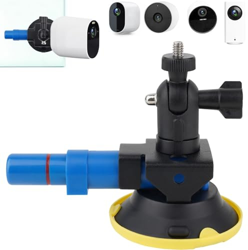 Mippko 7,6 cm Saugnapf-Halterung für Überwachungskameras mit Einstellung, 6,35 mm (1/4 Zoll) 20 Gewinde, Luftpumpe, Vakuum-Saugnapf für Glas/Metall/Board/Fliesenwand, kompatibel mit