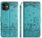 Case for iPhone 12 Mini Phone Case, Embossed Cute Cats on the Wall PU Leather Flip Case for iPhone 12 mini with Card Holder and Magnetic Closure, Blue