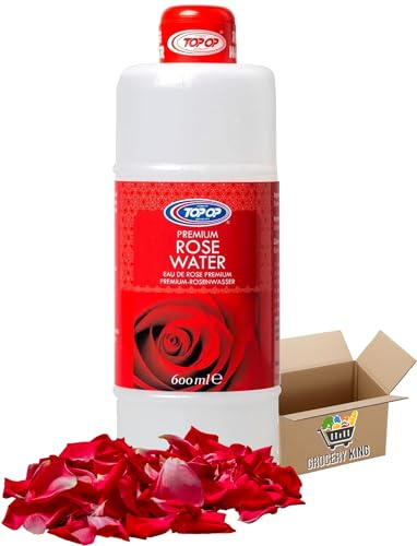Rose Water Bottles 1x600ml | Food Grade Rosewater Essence for Cooking, Baking, Hair, Skin & Face Toner Grocery King