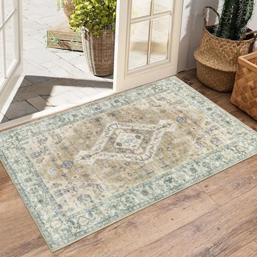 Homcomodar Door Mat Indoor Outdoor 50x80cm Non-Slip Back Door Mats Washable Doormats Inside Dirt Trapper Floor Mat For Back Door Low Profile Floor Rug for Kitchen Entrance