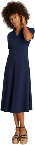 Tommy Hilfiger Damen Polokleid Lyocell Midi-Länge, Blau (Dark Night Navy), L