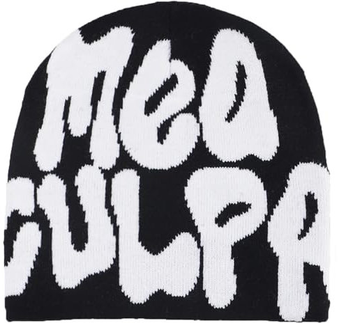 MEA Culpa Acryl Strickmütze Schädel Mütze Winter Warme Beanies Hüte für Damen, Herren & Jugendliche - Schwarz, Weiß, Schwarz Weiß, Einheitsgr��e