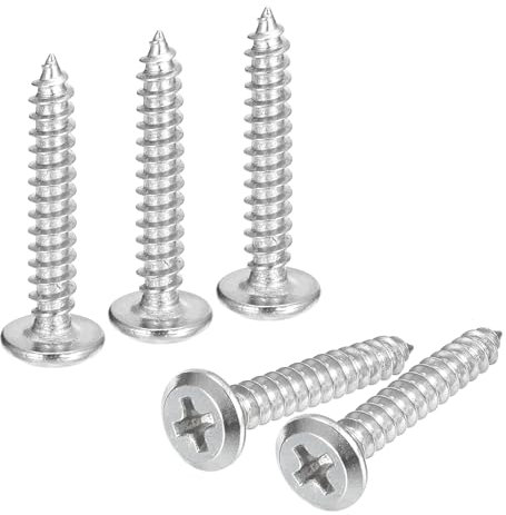 sourcing map M4x25mm Flat Head Phillips Drive Self Tapping Screws, 304 Stainless Steel Cross Drive Fastener Screws, Silver, Pack of 25