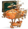 FUNPOLA LED Puzzle 3D en Bois Modèle de dirigeable - Steampunk Maquette en Bois à Construire avec lumières LED - Construction de maquettes de dirigeables pour Adultes (Orange)