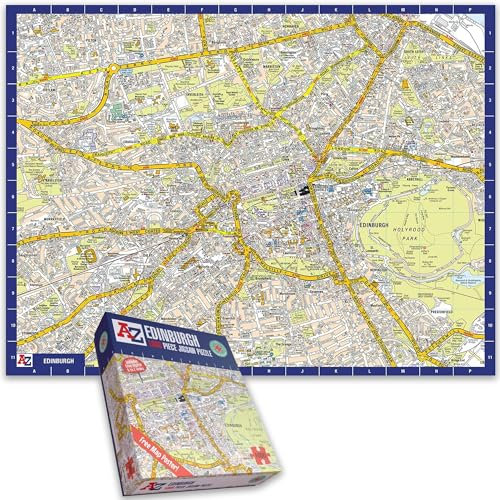 Great Britain A-Z Map of Edinburgh 1000 Piece Jigsaw Puzzle – Exclusive Street Map – Includes Guide Print & City Index – Nostalgic Gift Mapping Fun for Adults
