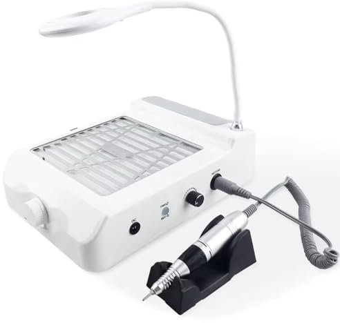 Sweet taize Nail Dust Collector with LED Light, 4-In-1 Electric Nail Dust Extractor Machine, Professional Nail Extractor Fan Dust Collector, Nail Vacuum Cleaner for Acrylic Nails Removal