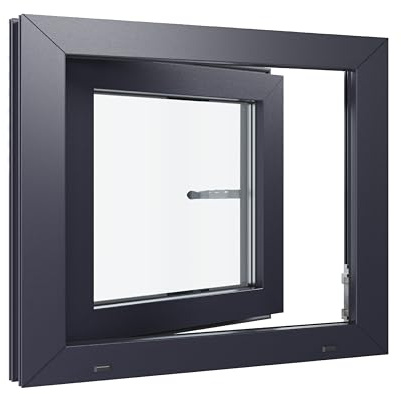 Kunststofffenster Kellerfenster Fenster - 3-fach Verglasung - weiß/anthrazit - 850x600 mm DIN Links