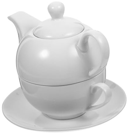 IMIKEYA Ceramic Tea Set for One Teapot and Cup White Porcelain Afternoon Tea Set Small Teapot Saucer for Individual Use for Home and Office