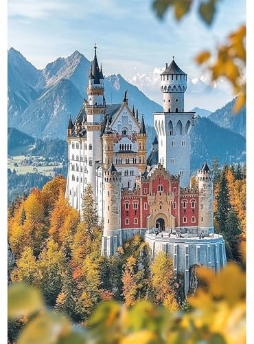 DCIDBEI Diamond Painting Schloss Neuschwanstein 40x50cm DIY 5D Diamant Painting Bilder Landschaften Natur Gemälde Diamant Malerei Neuschwanstein Stickerei Kreuzstich Poster Sticker Landschaft Berg
