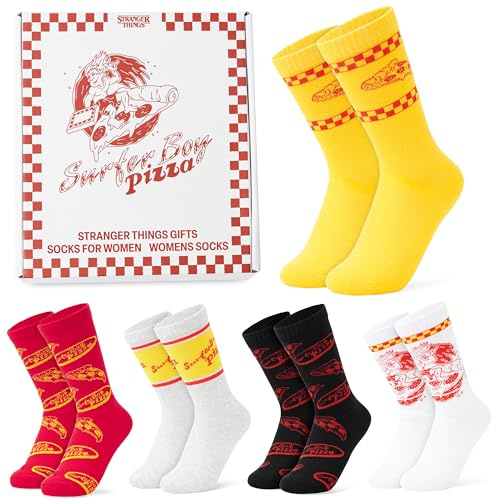 Stranger Things Socken Damen & Teenager, 37-42, 5er Pack, Bequem & Atmungsaktiv Strümpfe Bunt, Geschenke für Frauen