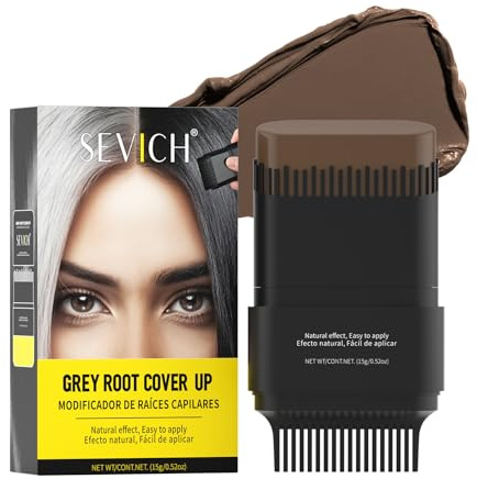 SEVICH Hair Root Touch-Up Stick, Instant Grey Root Cover Up | Dual-Sided Ergonomic Comb Design For Natural Gray Coverage, Long-Lasting Moisturizing Formula With Plant Extracts,15g Medium brown