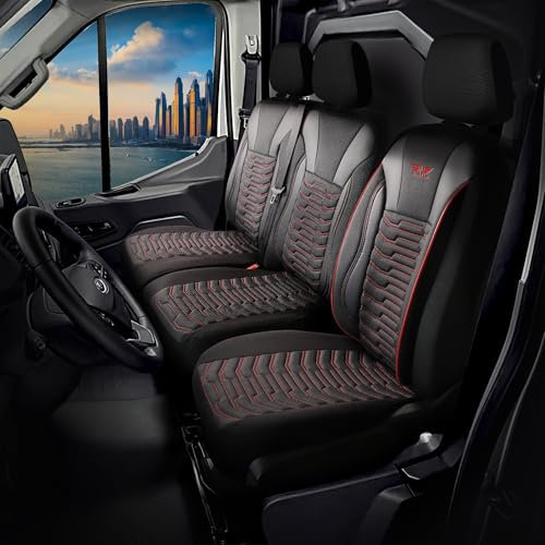 RC Royal Class Transporter Sitzbezüge für VW T5 T6 T6.1 maßgeschneidert 2+1 Sitzbank in Schwarz Rot 1181T002A2R das Sitzbezugsset Auto Zubehör Innenraum