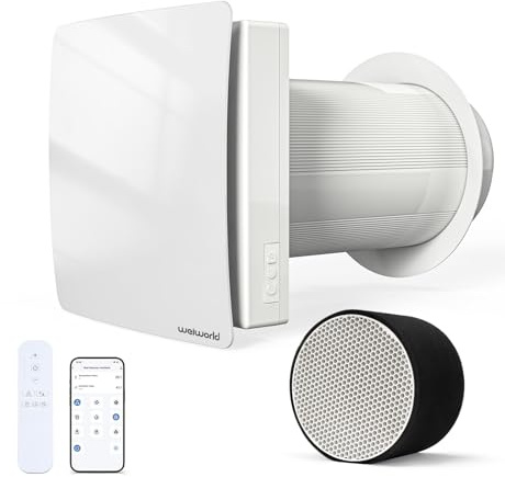 VMC Doppio Flusso a Parete 150 mm con Recupero di Calore Ceramica, Ventilazione Decentralizzata ad Aria Fresca con WiFi & Telecomando, Motore EC Silenzioso, (Insufflazione/Estrazione/Ciclo 65 s)