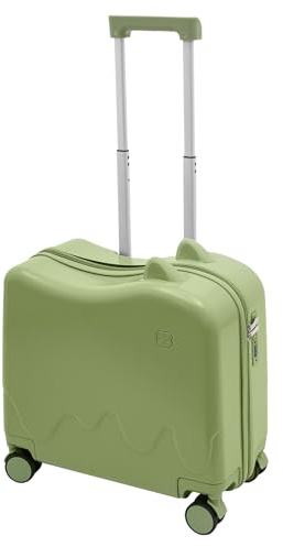 ZNLLQZN Kinderkoffer zum Draufsitzen Kindertrolley Kinder Reisekoffer, Rollkoffer mit Zugstange und Passwortschloss für 3-6 Jahren, für Kurztrips und Studienreisen, Tragfähigkeit 50-60 kg (Olivgrün)