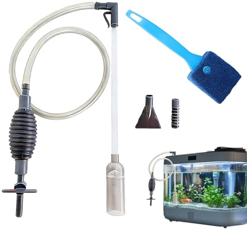 XJLyaya Nettoyage Aquarium, Pompe Siphon, Brosse Aquarium, Convient pour Les Changements d'eau Quotidiens, Le Nettoyage des Débris et Le Grattage des Algues sur Les Parois de L'aquarium