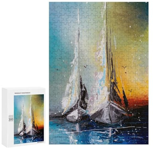 Puzzles 300 PCS Für Teenager Sailboats at Dusk Puzzle-Knobelspiel Stressabbau Herausfordernd Zu Lösen 300 PCS
