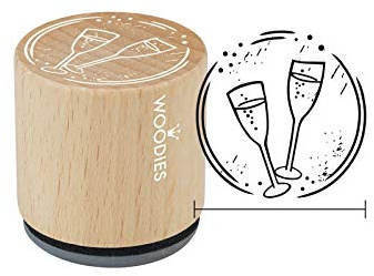 Woodies COLOP Holz-Stempel - Champagnergläser - Abdruckgröße 30 mm
